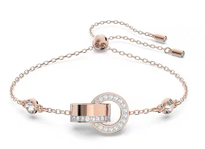 Brazalete Swarovski Aros Entrelazados Pavé Oro Rosa