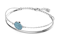 Brazalete Swarovski Medallón Circular Pavé Azul Rodio