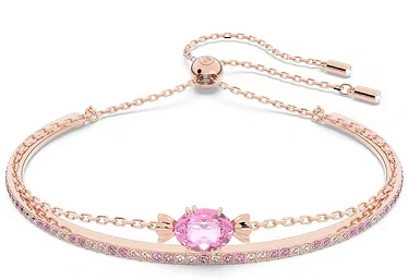 Brazalete Swarovski Cristal Ovalado Rosa con Pavé