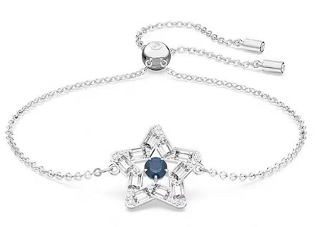 Brazalete plateado estrella cristal azul central