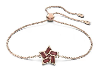Brazalete oro rosa estrella cristales burdeos
