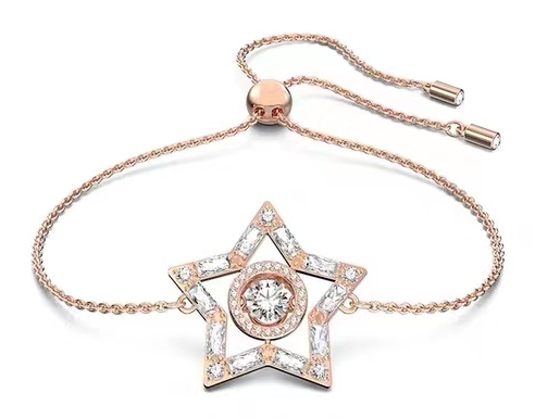 Brazalete oro rosa estrella abierta cristal central