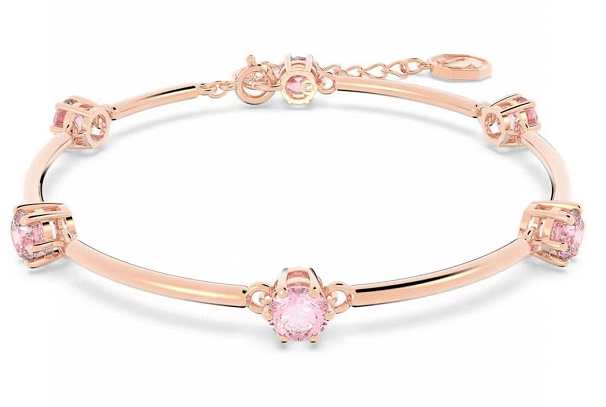 Brazalete Constella rígido cristales rosa tono oro rosa