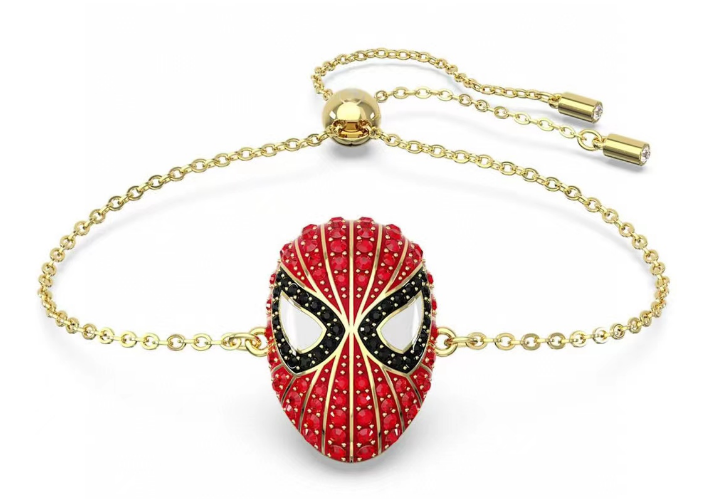 Brazalete cadena máscara Spider-Man cristales rojos