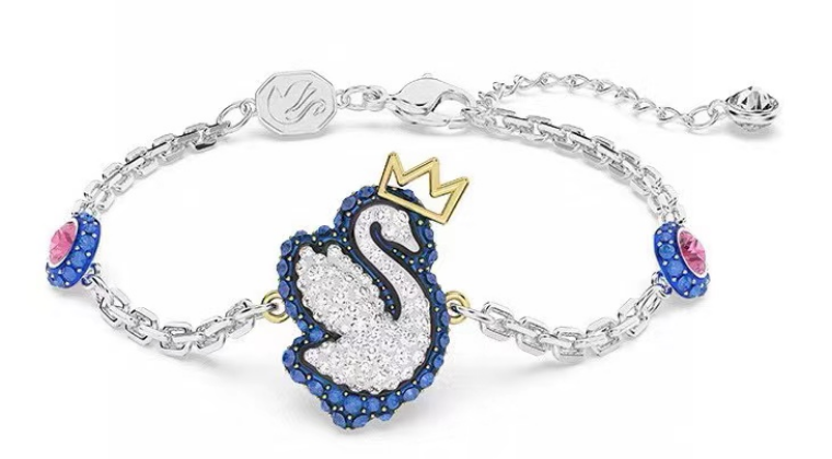 Brazalete Swan cisne cristal blanco borde azul