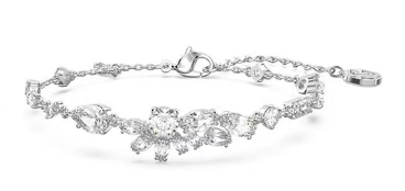 Brazalete cadena racimo cristales blancos asimétrico