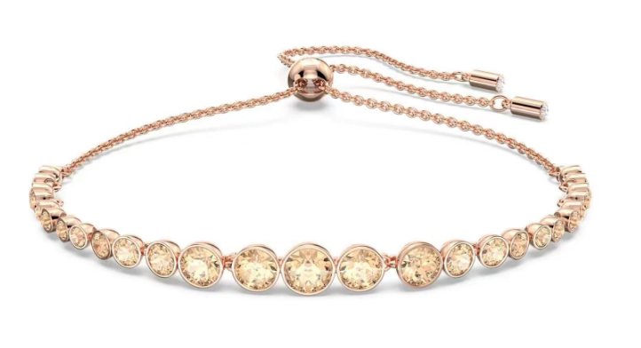 Brazalete Swarovski cristales champán oro rosa graduados