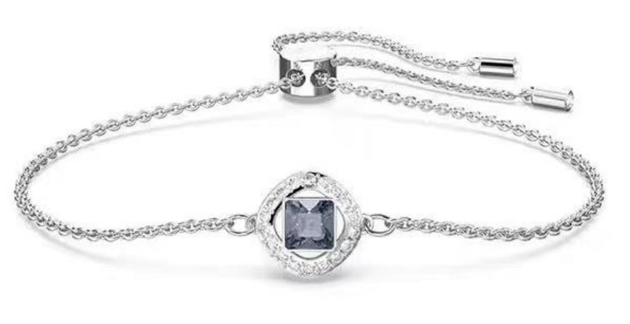 Brazalete Swarovski halo cuadrado gris acabado rodiado