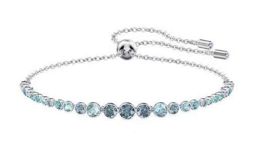 Brazalete Swarovski cristales aguamarina acabado rodiado graduados
