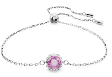 Brazalete Swarovski cristal rosa redondo acabado rodiado