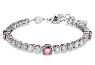 Brazalete Swarovski tenis cristal rosa y blanco