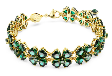 Brazalete Swarovski trébol cristal verde doble hilera