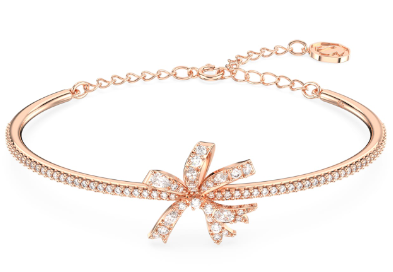 Brazalete Swarovski rígido moño oro rosa
