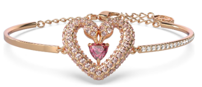 Brazalete Swarovski corazón cristal rosa tono oro rosa