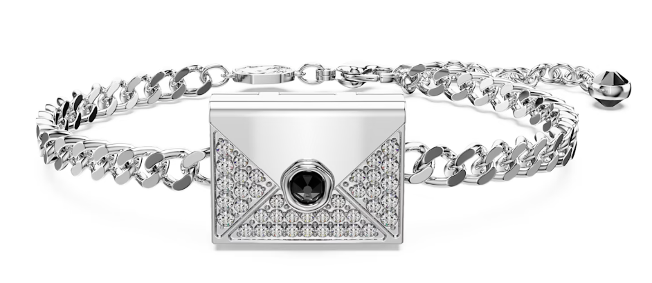 Brazalete Swarovski sobre pavé con cristal negro acabado rodiado
