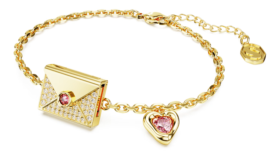 Brazalete Swarovski sobre y corazón tono dorado