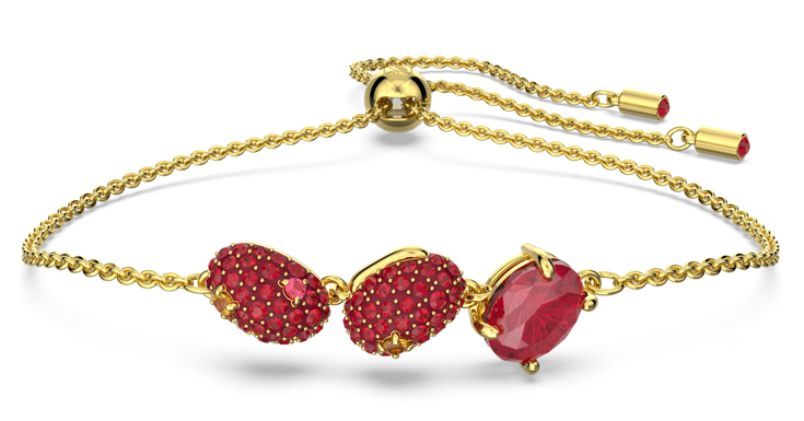 Brazalete Swarovski Dorado Cristal Rojo Ajustable