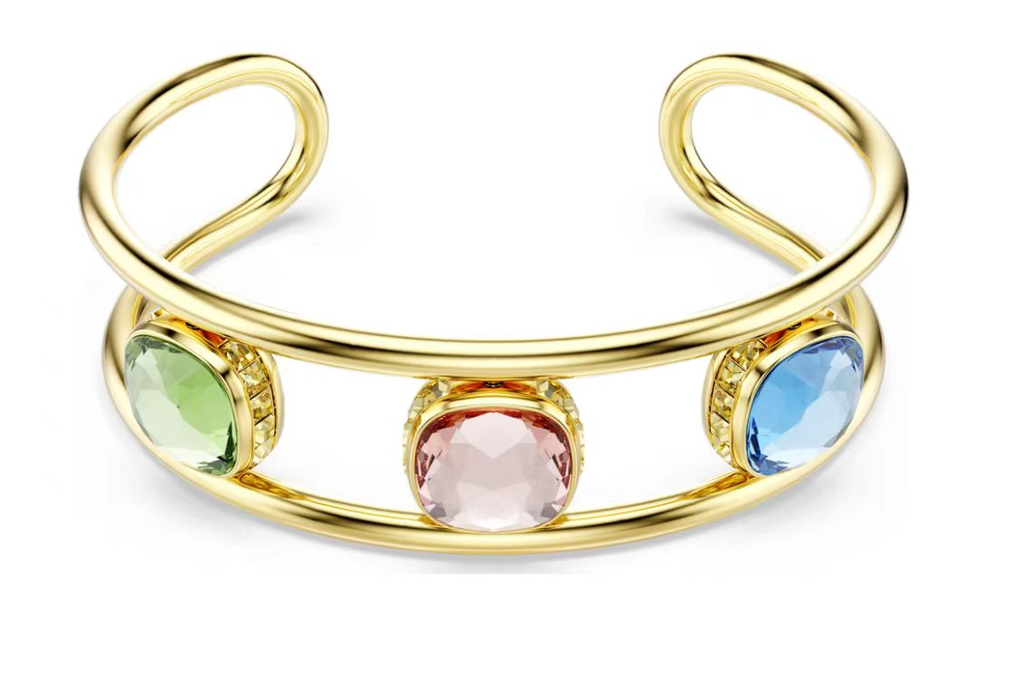 Brazalete Swarovski Dorado Puño Tres Piedras