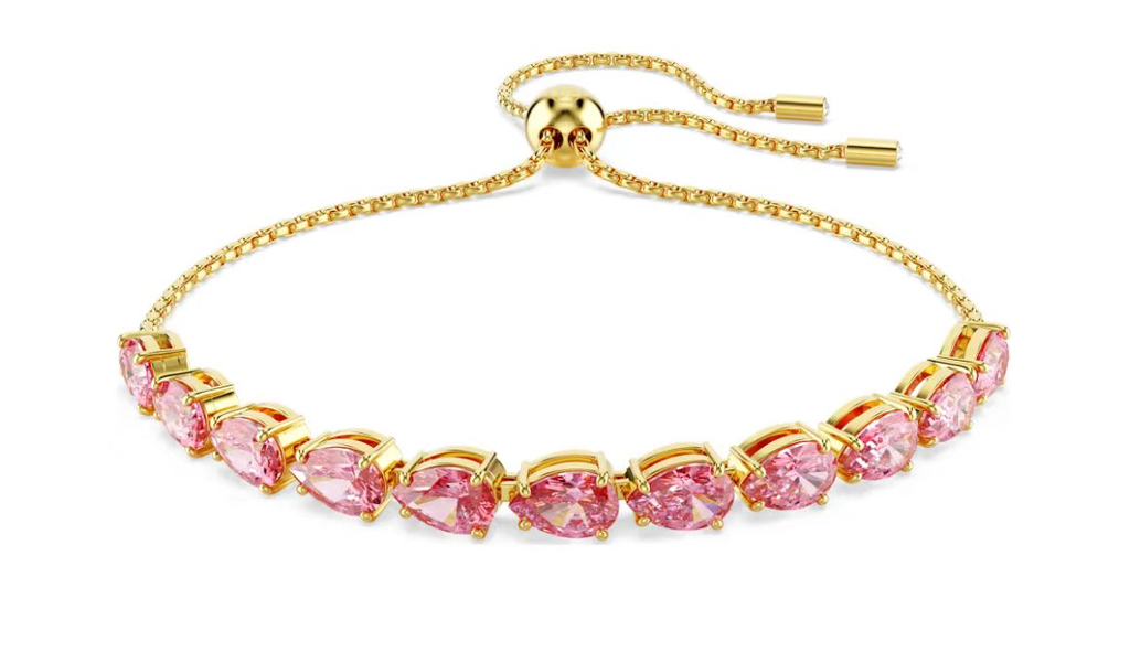 Brazalete Ajustable Swarovski Cristales Pera Rosa