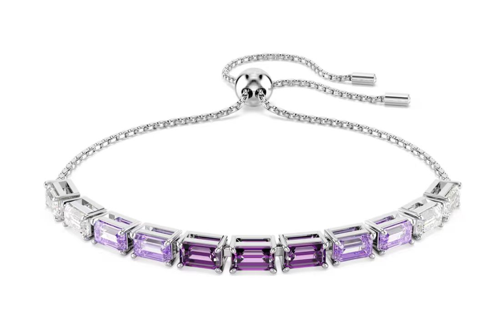 [A301] Brazalete Ajustable Swarovski Matrix Ombré Lila y Cristal