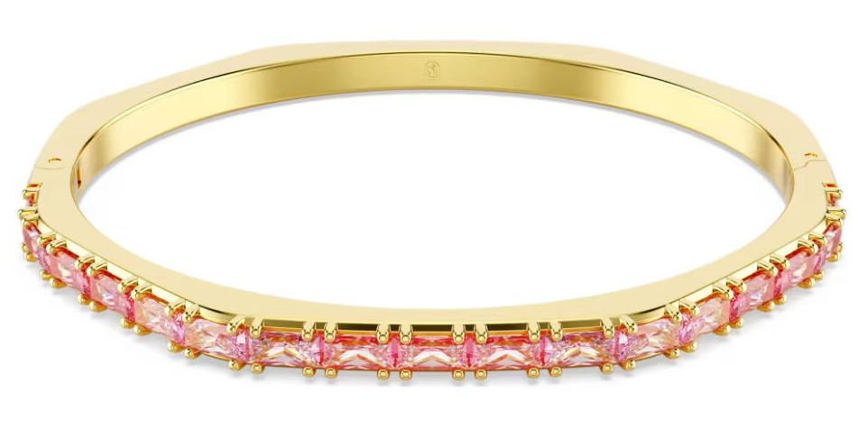 [A305] Brazalete Rígido Swarovski Dextera Cristales Rosa Dorado
