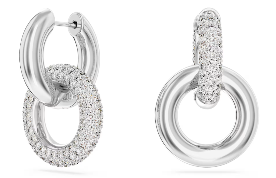Aretes Swarovski Doble Aro Entrelazado Rodio