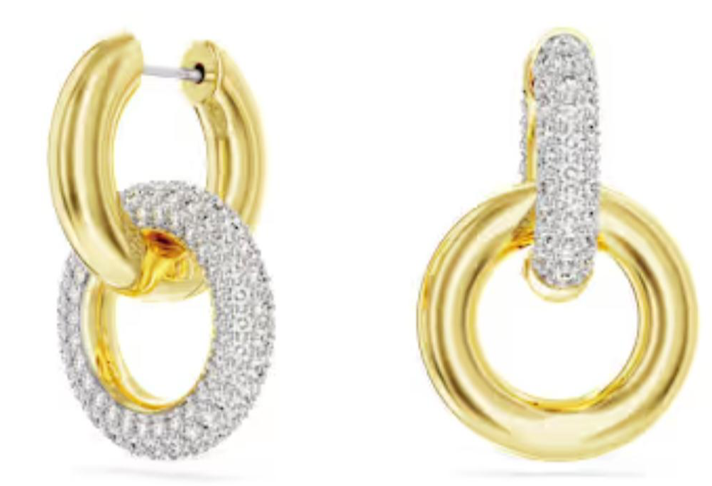 Aretes Swarovski Doble Aro Entrelazado Dorado
