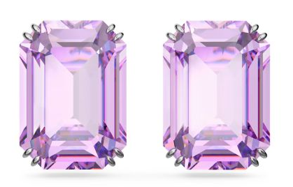 Aretes Swarovski Solitario Cristal Lila Corte Octagonal