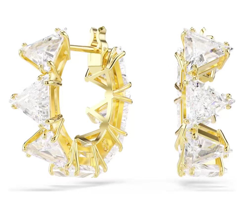 Aretes Swarovski Aro Triangular Cristal Blanco