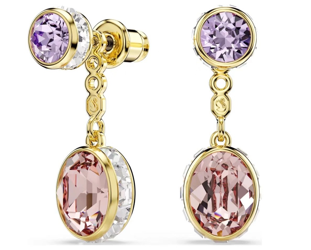 Aretes Swarovski Colgante Óvalo Blush y Lila