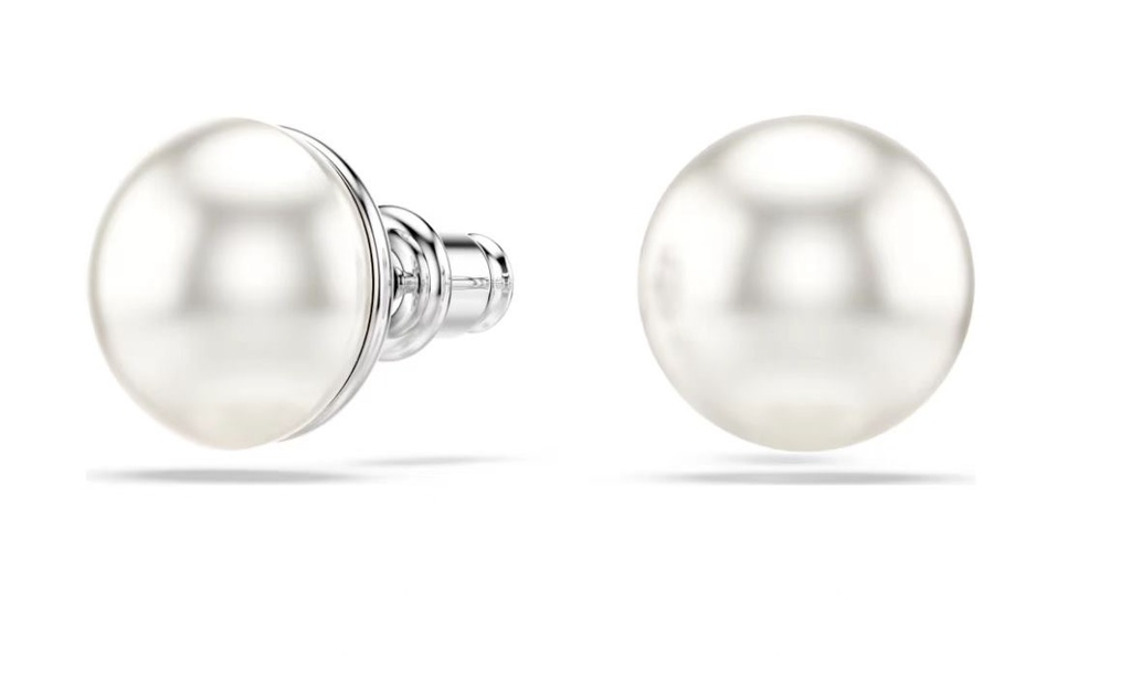 Aretes Swarovski Solitario Perla Blanca