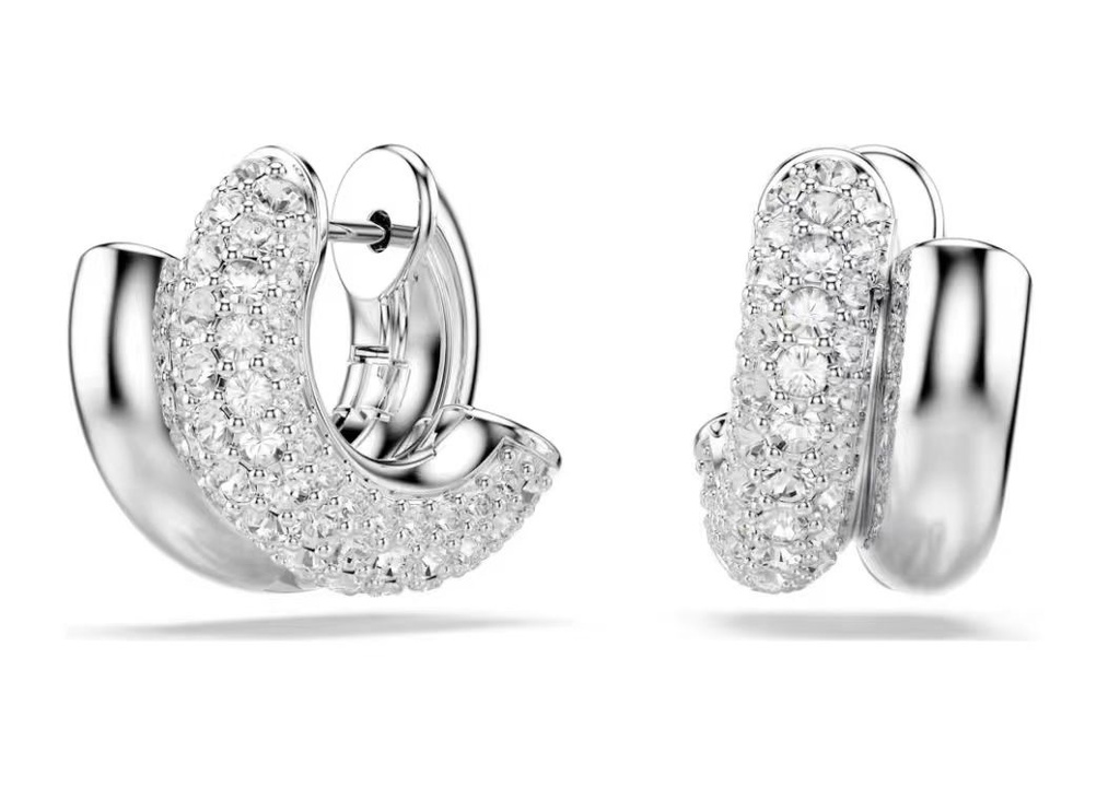 Aretes Swarovski Aro Grueso Pavé Rodio