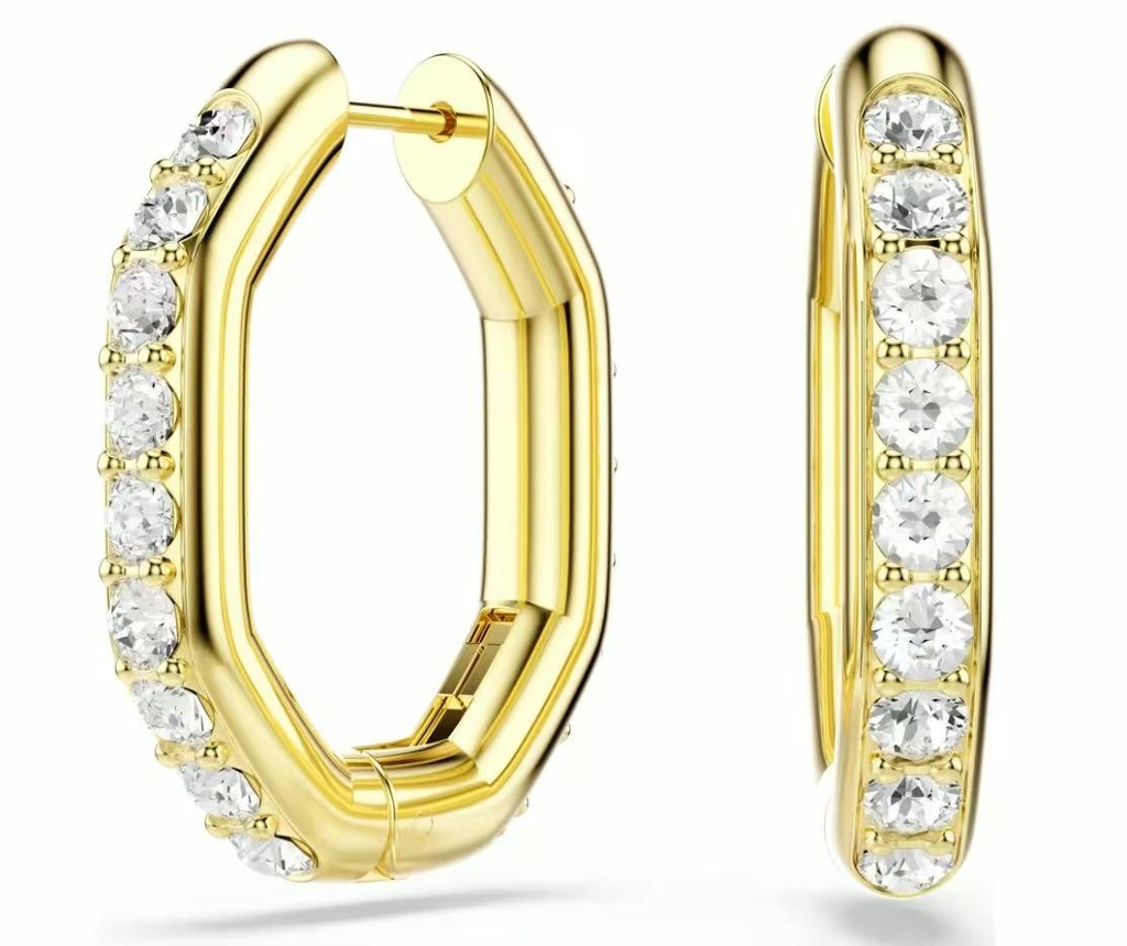 Aretes de aro octogonal pavé dorado