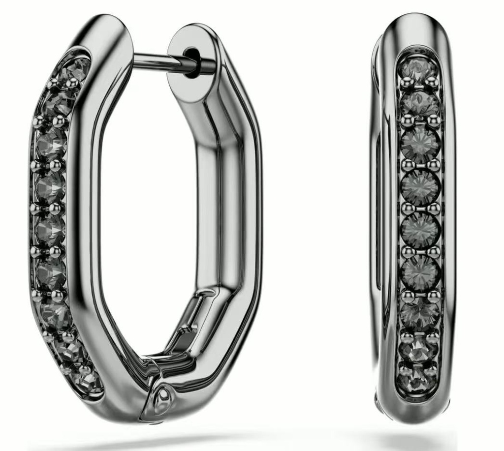 Aretes de aro octogonal pavé gris rutenio
