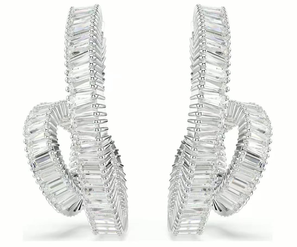 Aretes de aro doble cristales baguette entrelazados