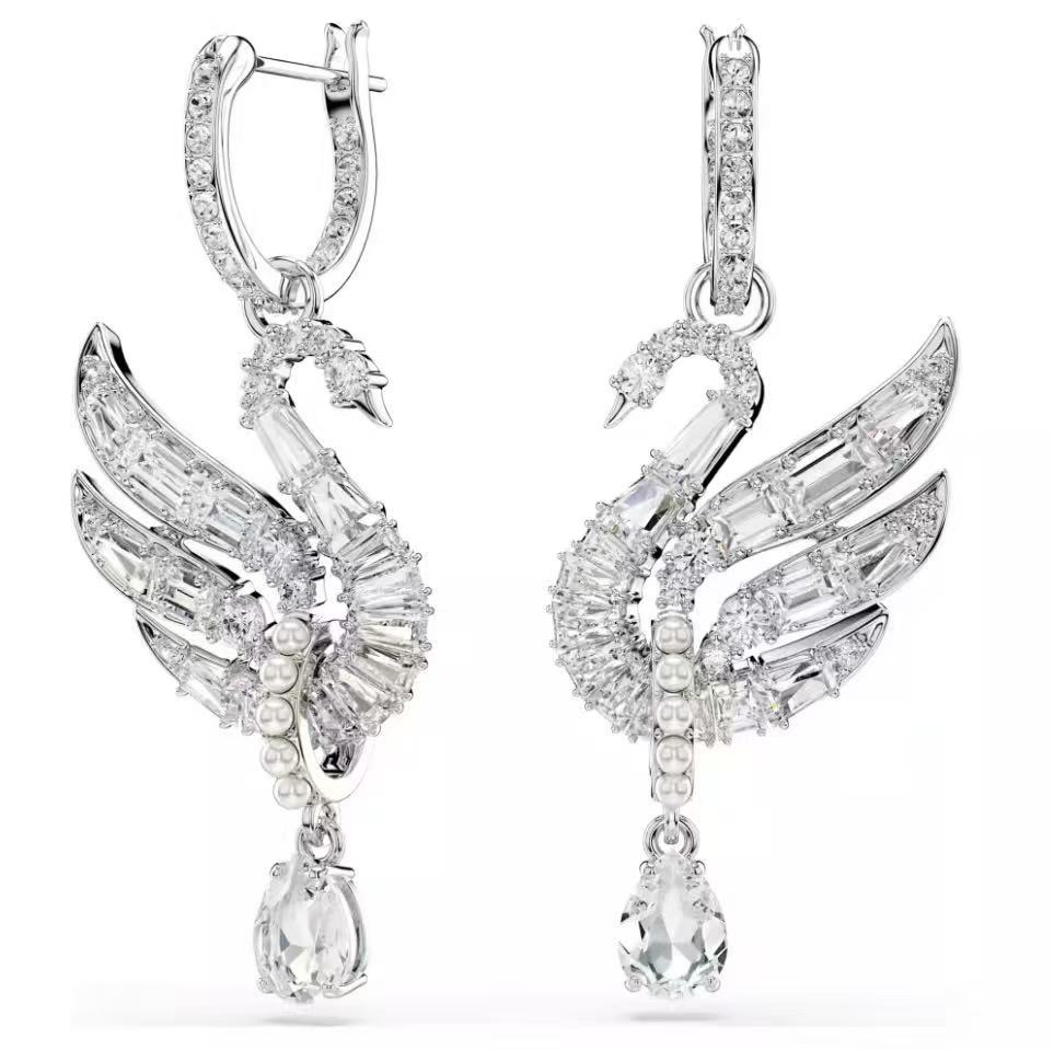 Aretes de aro Swarovski Cisne con perlas