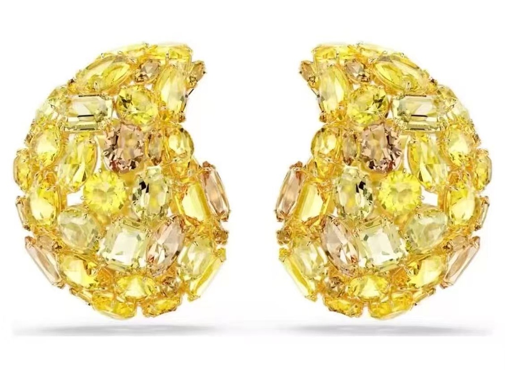 Aretes Swarovski Cúmulo Cristales Amarillos y Champán