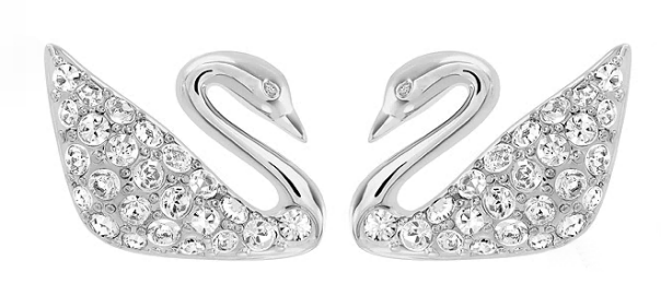 Aretes Swan Cisne Pavé Transparente Plateado