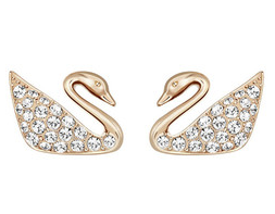 Aretes Swan Cisne Pavé Transparente Oro Rosa