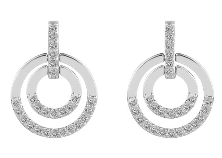 Aretes Swarovski doble círculo pavé plateado