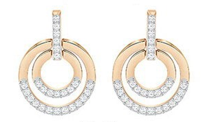 Aretes Swarovski doble círculo pavé oro rosa