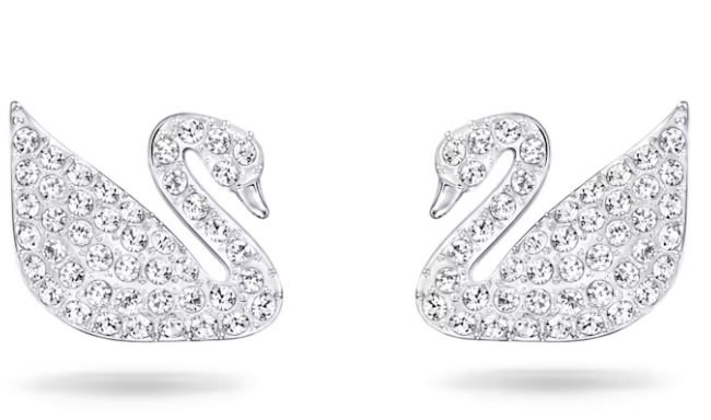 Aretes Swarovski Cisne Pavé Platino
