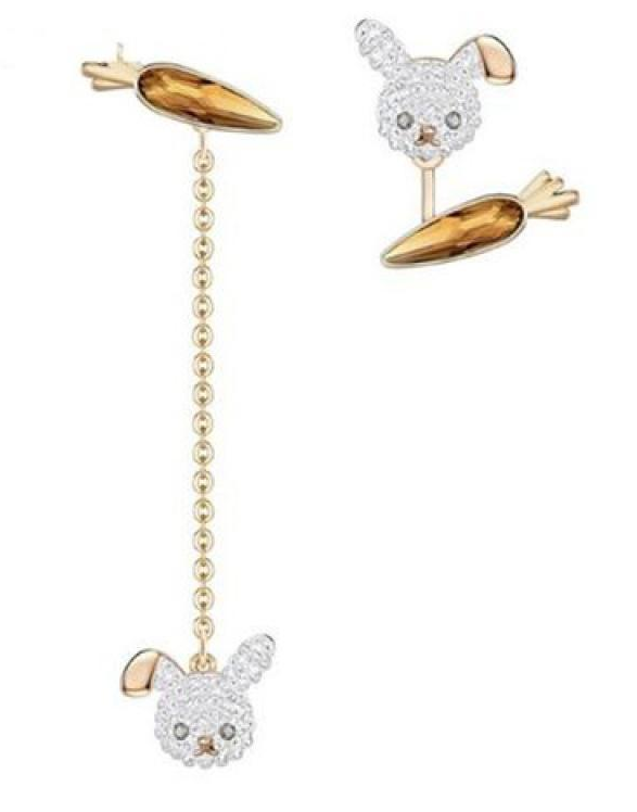 Aretes Swarovski Conejo y Zanahoria Dorado