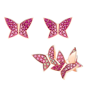 Aretes Swarovski Mariposa Pavé Fucsia