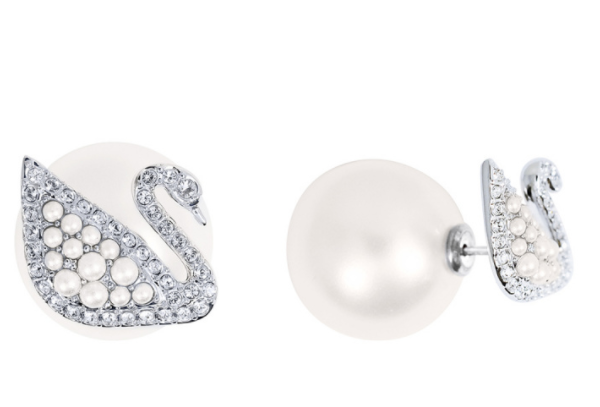 Aretes Swarovski Swan Cisne Sobre Perla