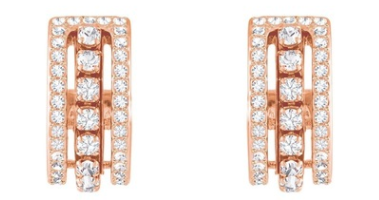 Aretes Swarovski Mini Aro Rectangular Oro Rosa