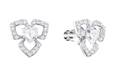 Aretes Swarovski Flor Triangular Corazón