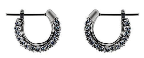Aretes Swarovski Mini Aro Pavé Azul Grisáceo
