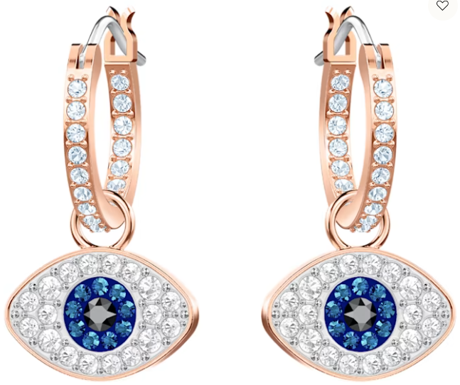 Aretes Swarovski Ojo Protector Aro Oro Rosa