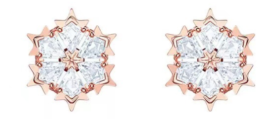 Aretes Swarovski Estrella Facetada Oro Rosa